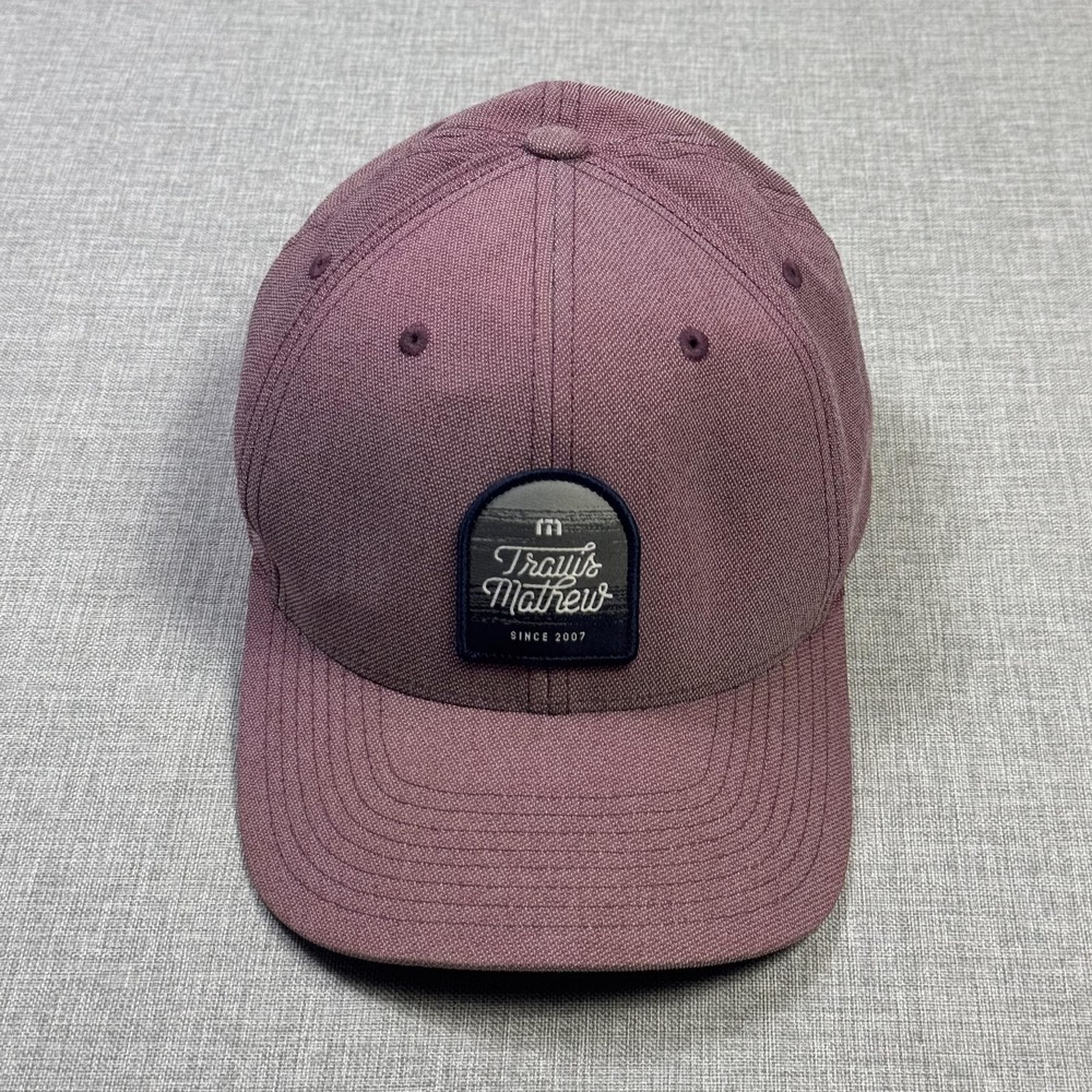 Travis Mathew Hat Cap Fitted Mens L Purple Polyester Twill Stretch Casual